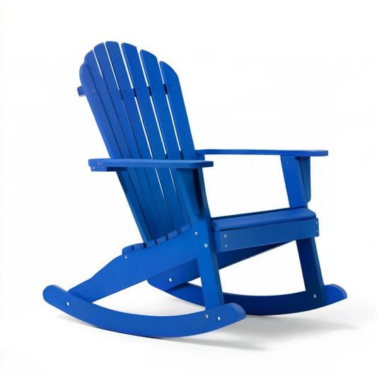 Niebieski drewniany fotel bujany Adirondack 96 x 77 x 93 cm