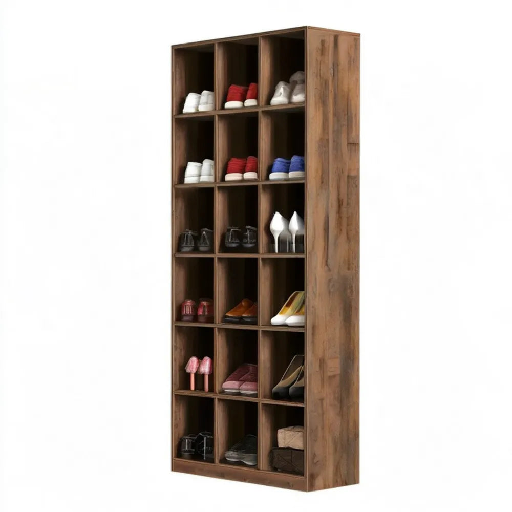 Brązowy organizer z 18 przegródkami, 90 × 30 × 180 cm