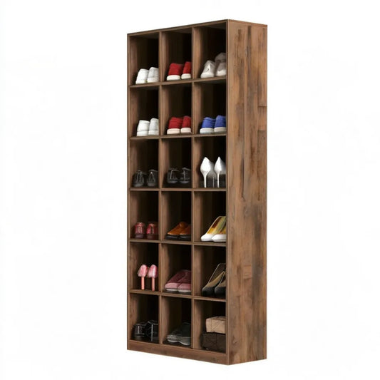 Brązowy organizer z 18 przegródkami, 90 × 30 × 180 cm