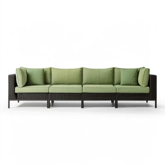 Trzyosobowa sofa ogrodowa z technorattanu PE, czarno-zielona, 240 x 75 x 70 cm